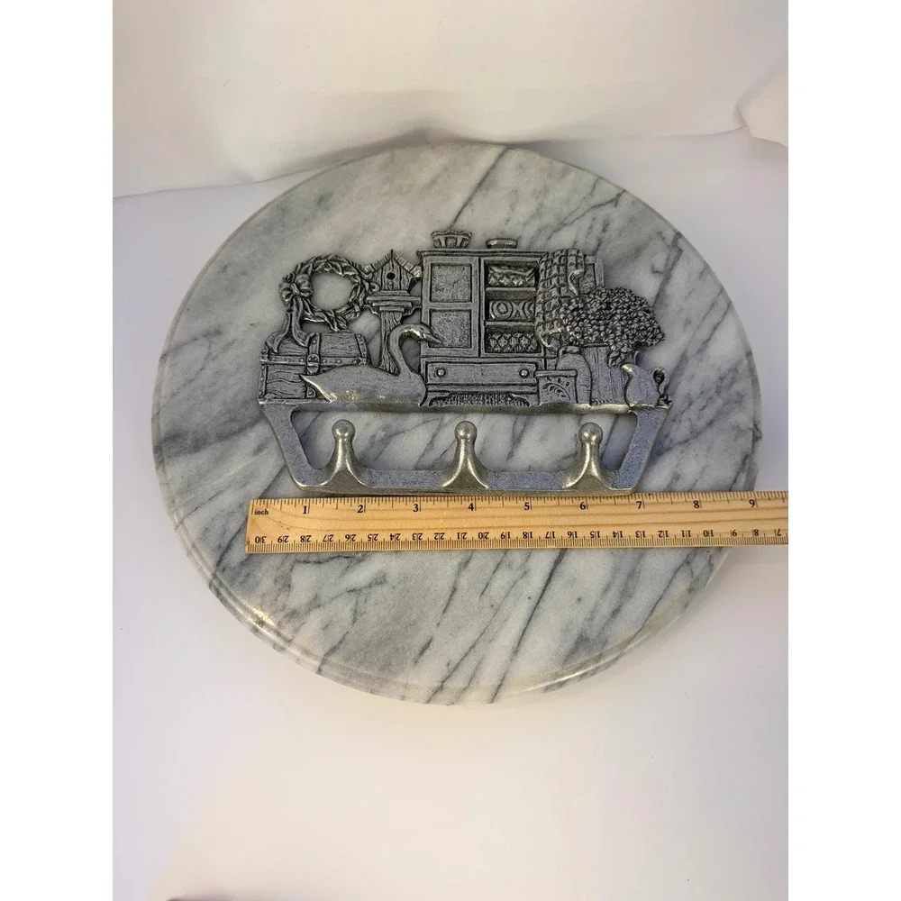 Vintage Pewter Finish Metal Key Rack - Country Cottagecore Swan Wall Hooks
